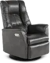 Anthracite Gray Leather Standard Swivel Glider Power Recliner - Boston