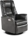 Boston Gray Leather Standard Swivel Glider Power Recliner