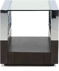 Graphite and Chrome Glass Top End Table - Revere