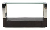 Graphite and Chrome Glass Top Sofa Table - Revere