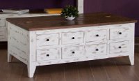 Distressed White and Brown Lift Top Coffee Table