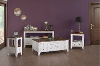 Distressed White and Brown End Table-2