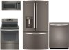 PACKAGE GE 4 Piece Electric Kitchen Appliance Package with French Door Refrigerator - Slate