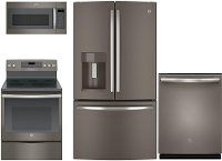 PACKAGE GE 4 Piece Kitchen Appliance Package with Electric Range with True European Convection - Slate