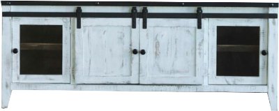68 Inch Modern Distressed White TV Stand