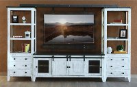 Distressed White 4 Piece Modern Entertainment Center - Taz