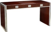 Dark Cherry and Burgundy 3 Drawer Desk with Leather Writing Surface