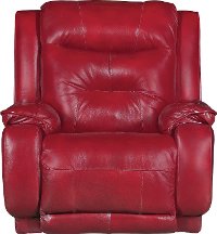 Marsala Red Leather-Match Manual Rocker Recliner - Cresent