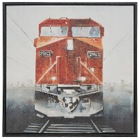 Last Stop Red Train Framed Canvas Wall Art