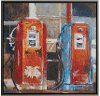 Clearance Two Gas Pumps Hand Embellished Framed Canvas Wall Art