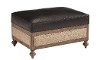 Magnolia Home Furniture Black Leather & Burlap Ottoman - Foundation