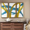 Turquoise and Gold Framed Wall Art with Gold Frames - Set of 3