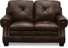 Classic Traditional Dark Brown Leather Loveseat - Savannah