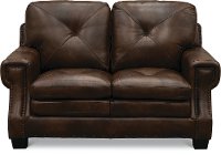 Classic Traditional Dark Brown Leather Loveseat - Savannah