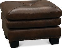 Classic Traditional Dark Brown Leather Ottoman - Savannah