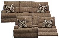KIT Brindle Brown Power Reclining Sofa & Loveseat - Happy