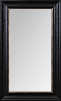 Floor Mirror with Black Scoop Frame and Silver Lip