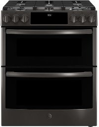 PGS960BELTS GE Profile Double Oven Gas Range - 6.7 cu. ft. Black Stainless Steel