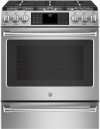 CGS986SELSS GE Café Series Slide-In Front Control Range with Warming Drawer - Stainless Steel