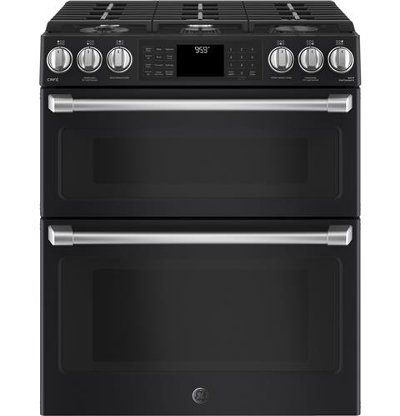 CGS995EELDS GE Cafe Double Oven Gas Range - 6.7 cu. ft. Black Slate