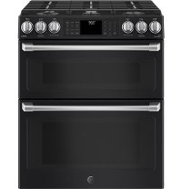 CGS995EELDS GE Cafe Series Double Slide-in Gas Range - Black Slate