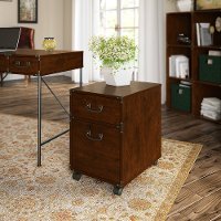Cherry 2 Drawer File Cabinet on Wheels - Ironworks