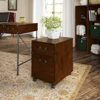 KI50202-03 Cherry 2 Drawer File Cabinet on Wheels - Ironworks