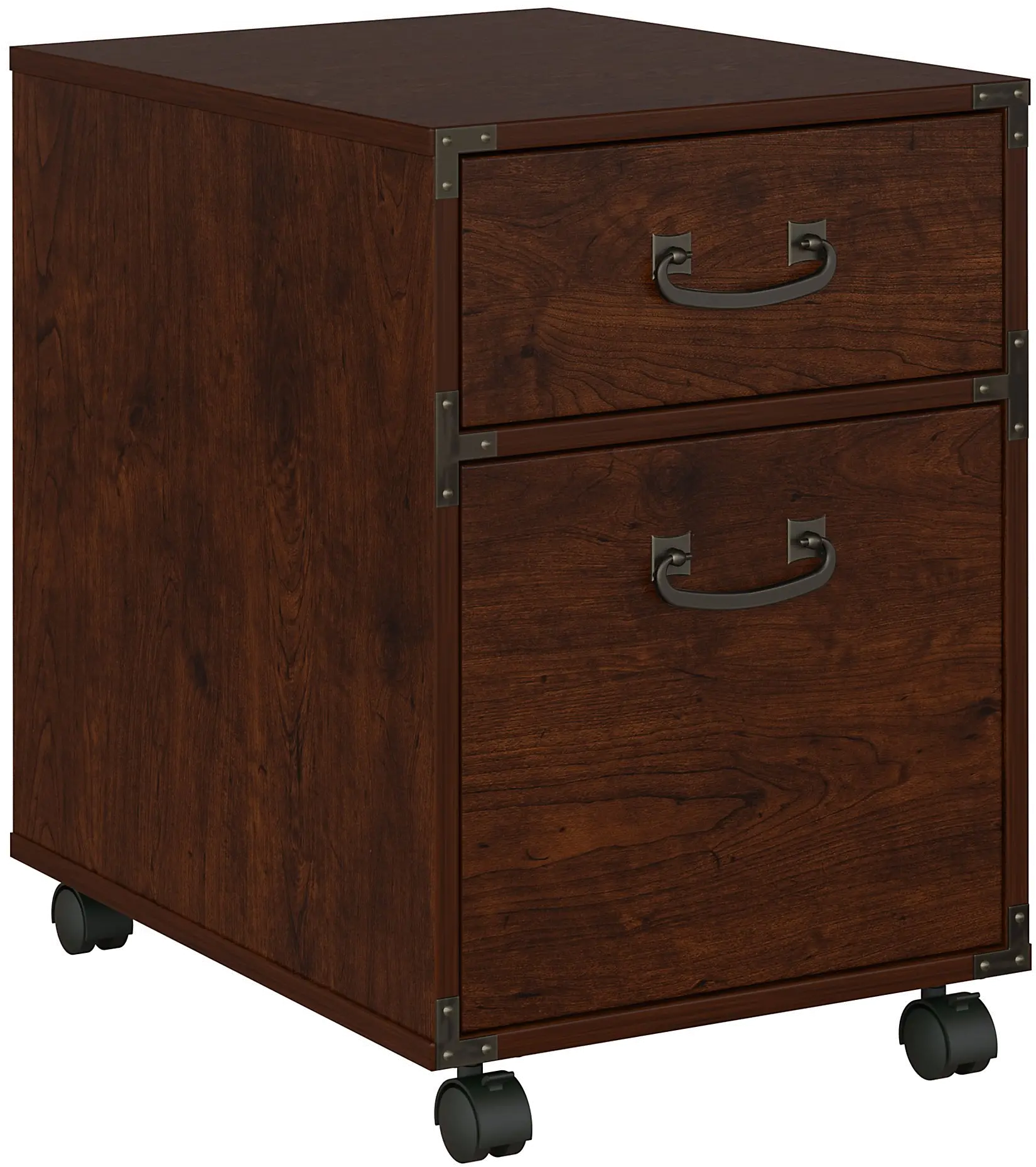 KI50202-03 Cherry 2 Drawer File Cabinet on Wheels - Ironworks-2