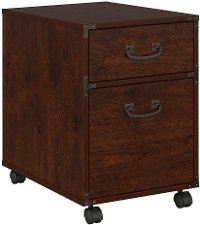 Cherry 2 Drawer File Cabinet on Wheels - Ironworks-2