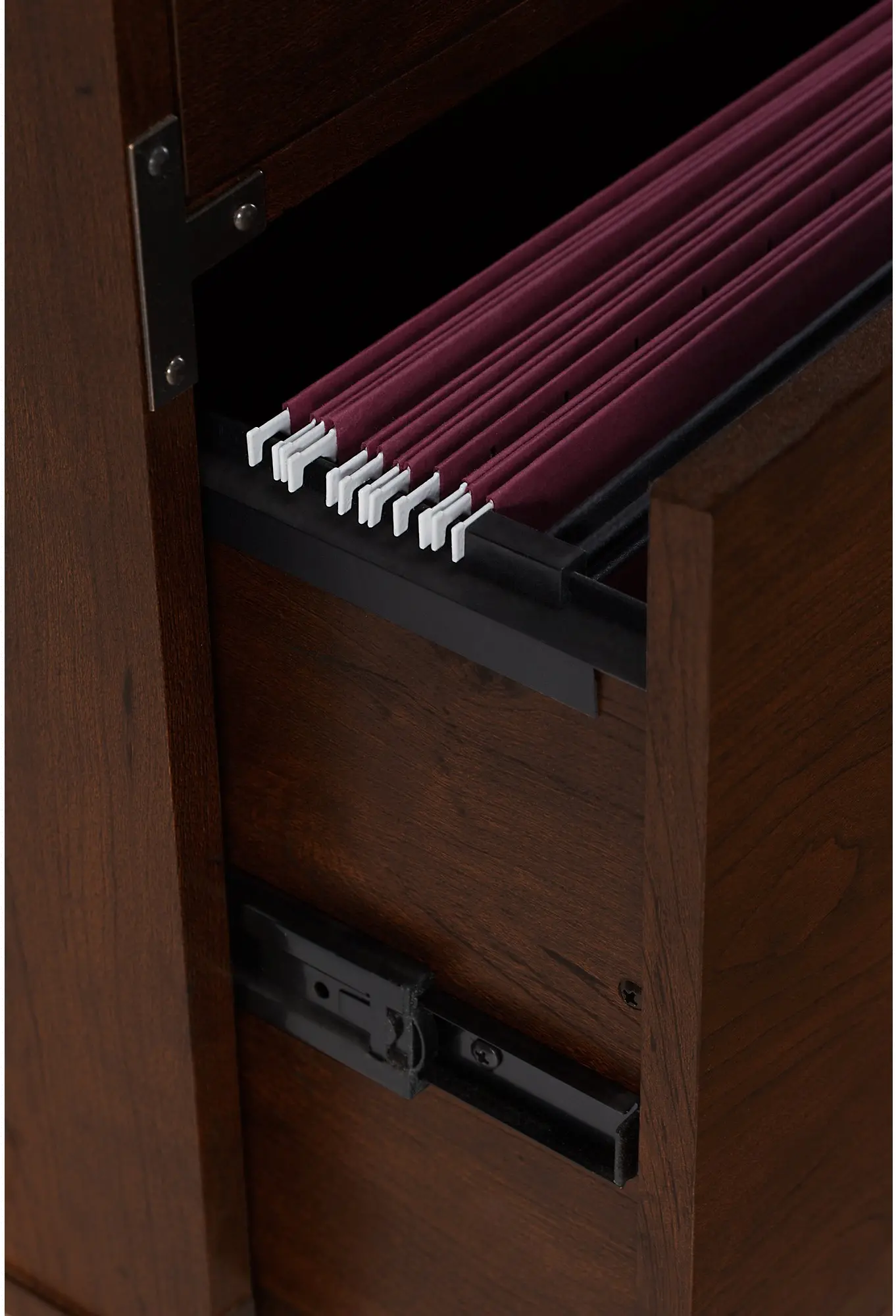 KI50202-03 Cherry 2 Drawer File Cabinet on Wheels - Ironworks-3