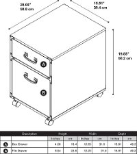 Cherry 2 Drawer File Cabinet on Wheels - Ironworks-7