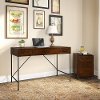Cherry Writing Desk and 2- Drawer File Cabinet (48 Inch) - Ironworks