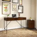 IW001CC Cherry Writing Desk and 2- Drawer File Cabinet (48 Inch) - Ironworks