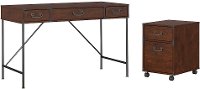 Cherry Writing Desk and 2- Drawer File Cabinet (48 Inch) - Ironworks-2