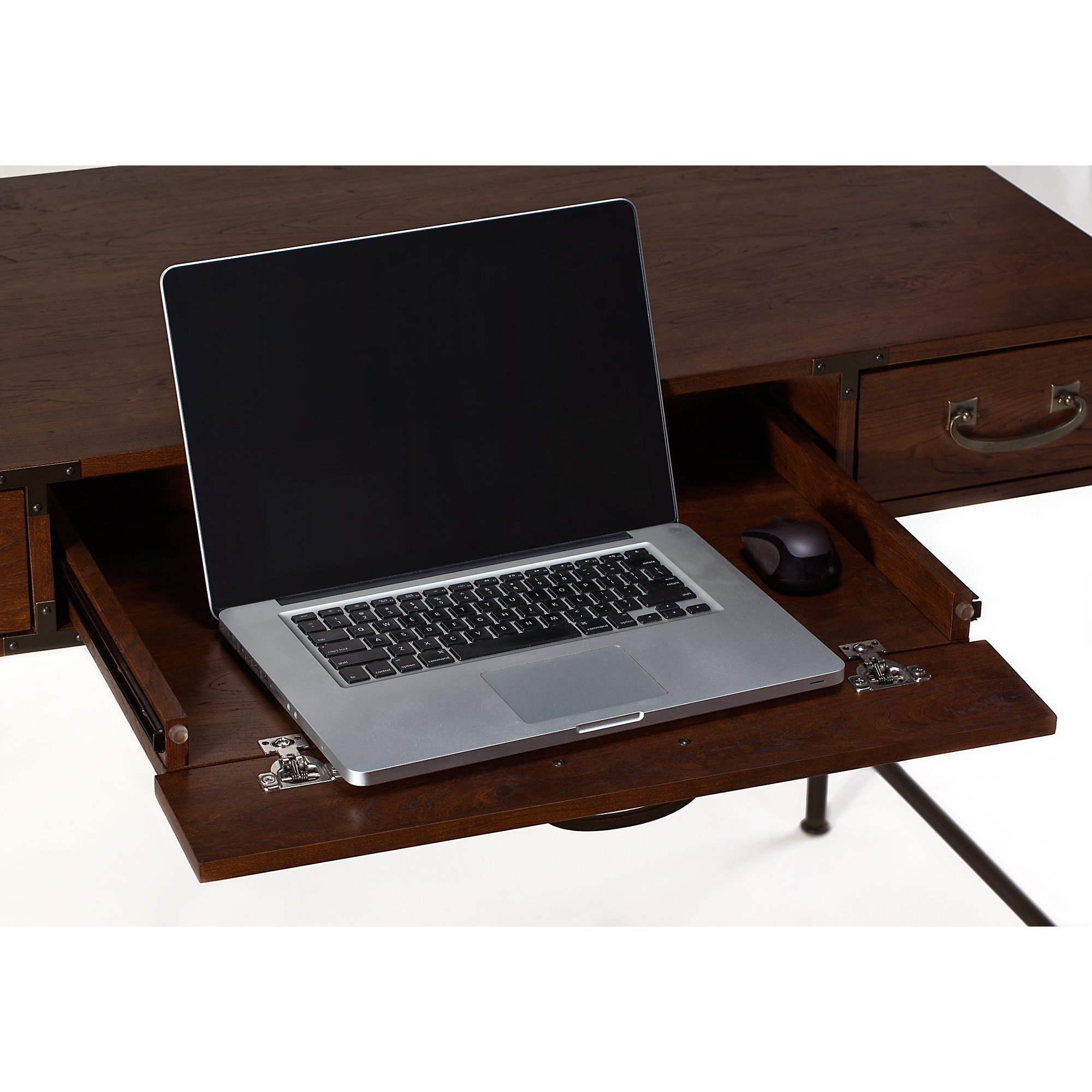 Cherry Writing Desk and 2- Drawer File Cabinet (48 Inch) - Ironworks-4
