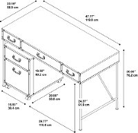 Cherry Writing Desk and 2- Drawer File Cabinet (48 Inch) - Ironworks-8