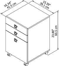 White 3 Drawer File Cabinet - Echo-6