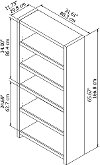 White 5-Shelf Bookcase - Echo-3