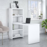 White Bookcase Desk (56 Inch) - Echo