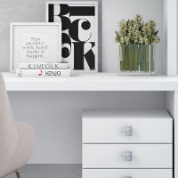 White Credenza Desk with Hutch and File Cabinet - Echo-3
