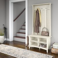 Antique White Hall Tree with Storage Bench - Salinas