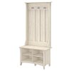Antique White Hall Tree with Storage Bench - Salinas-4