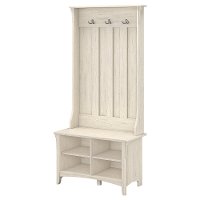 Antique White Hall Tree with Storage Bench - Salinas-4