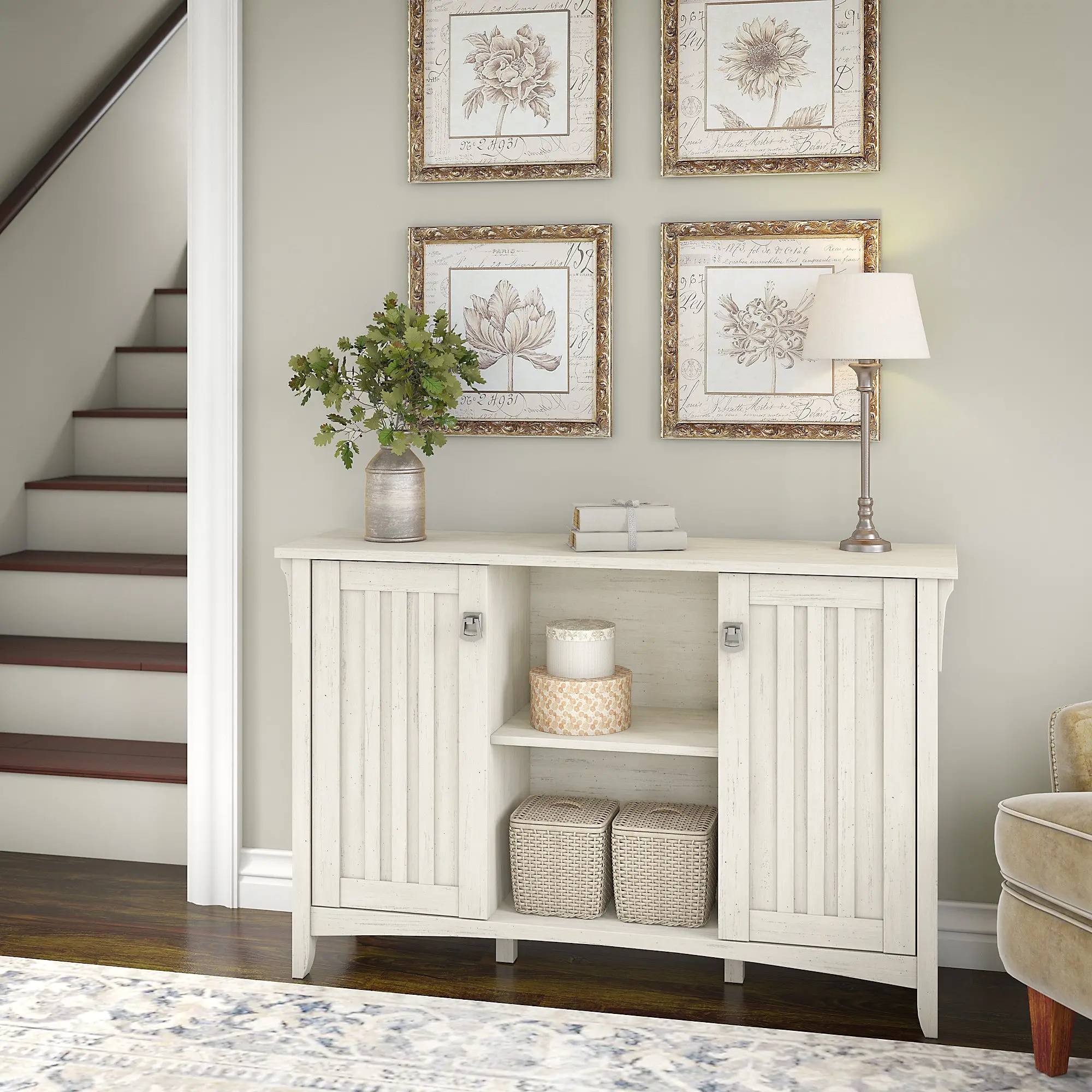 SAS147AW-03 Salinas Antique White Storage Sideboard-1