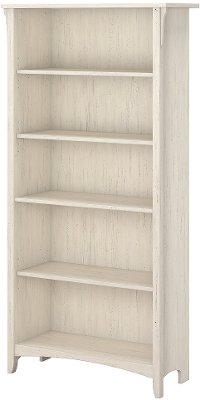 Antique White 5-Shelf Bookcase - Salinas-4