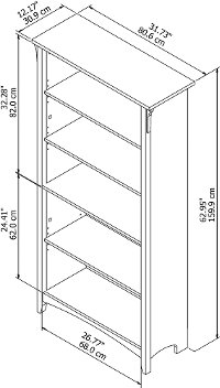 Antique White 5-Shelf Bookcase - Salinas-6