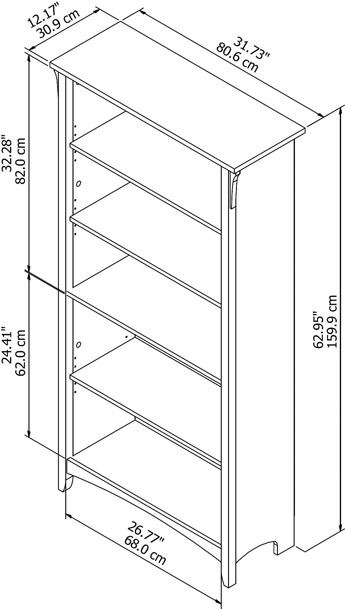 Salinas Antique White 5-Shelf Bookcase-6
