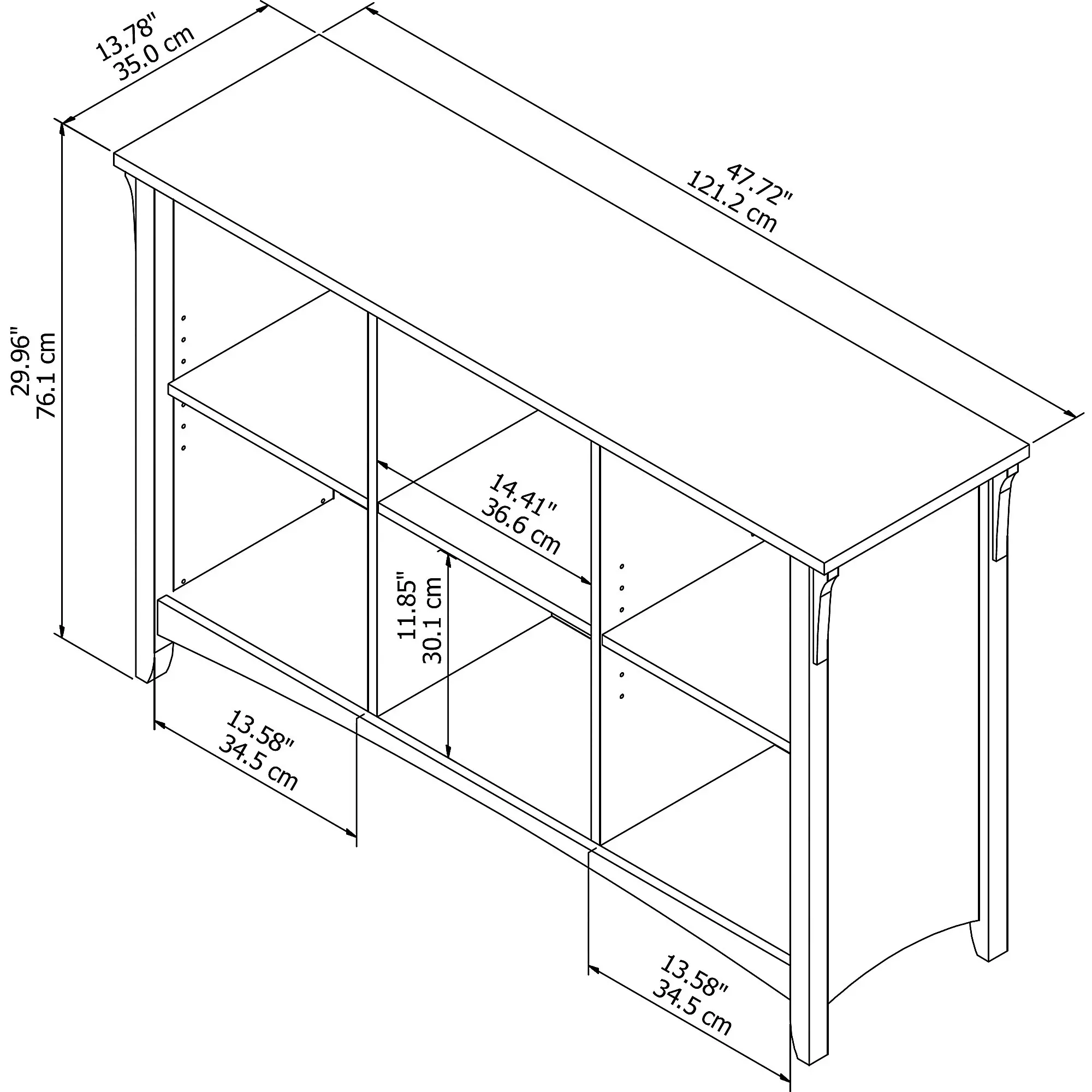 SAB148AW-03 Salinas Antique White 6-Cube Organizer-3