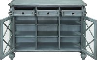 Burnished Blue 3 Drawer and 2 Door Open Display Credenza-2