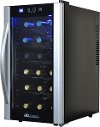 AB-WINE18S Black and Silver 18 Bottle Thermoelectric Wine Cooler